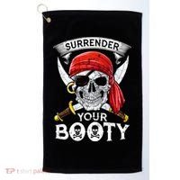 Surrender Your Booty Pirate Skull Funny Jolly Roger Golf Towel thumb 0