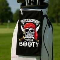Surrender Your Booty Pirate Skull Funny Jolly Roger Golf Towel thumb 2