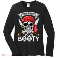 Surrender Your Booty Pirate Skull Funny Jolly Roger Women's Long Sleeve Shirt thumb 0