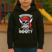 Surrender Your Booty Pirate Skull Funny Jolly Roger Kids Hoodie thumb 3