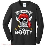 Surrender Your Booty Pirate Skull Funny Jolly Roger Kids Long Sleeve Shirt thumb 0