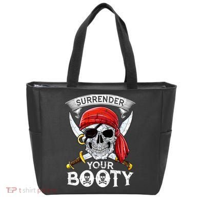 Surrender Your Booty Pirate Skull Funny Jolly Roger Tote Bag