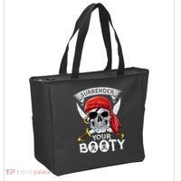 Surrender Your Booty Pirate Skull Funny Jolly Roger Tote Bag thumb 2