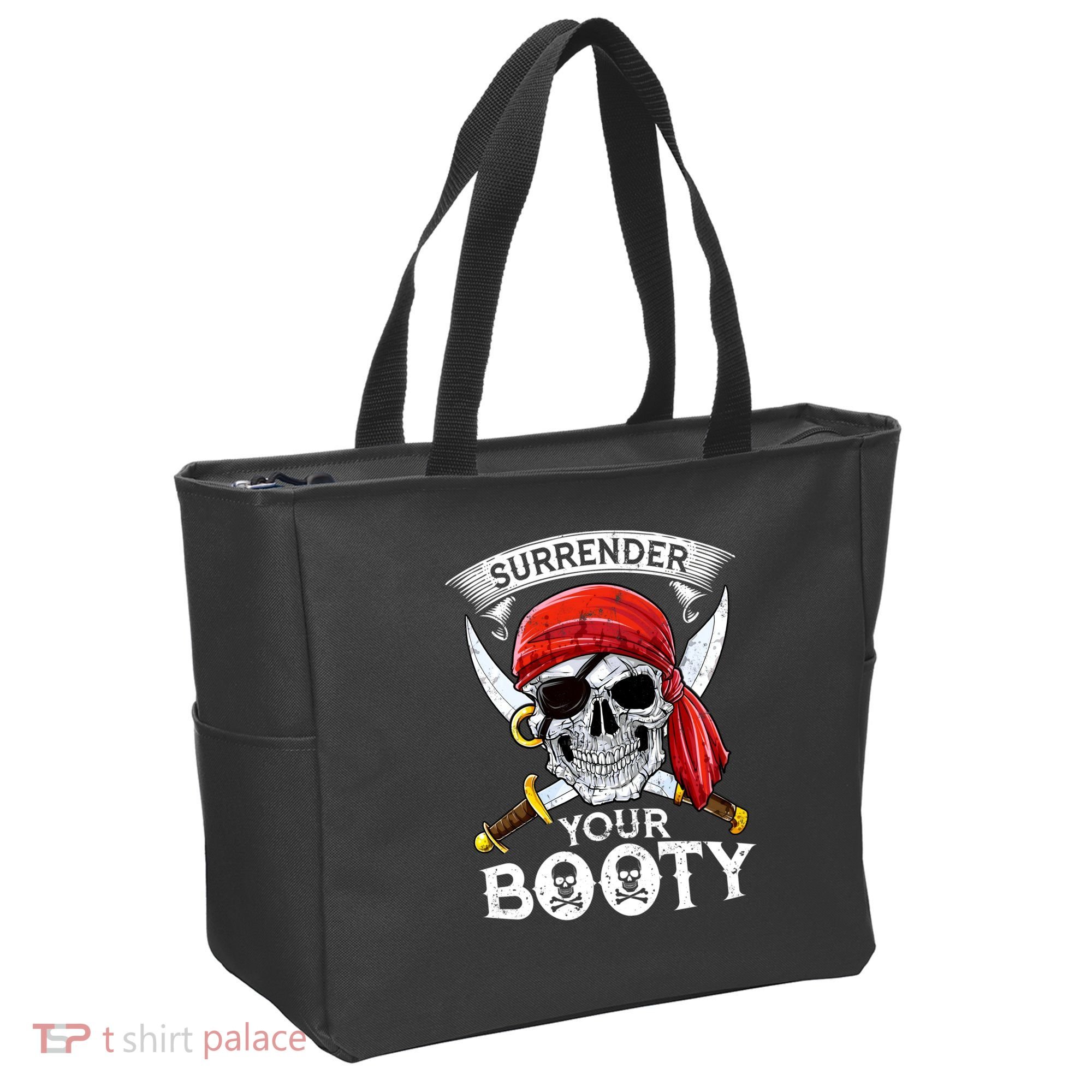 Surrender Your Booty Pirate Skull Funny Jolly Roger Tote Bag