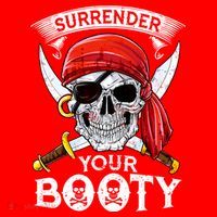Surrender Your Booty Pirate Skull Funny Jolly Roger Santa Hat thumb 1