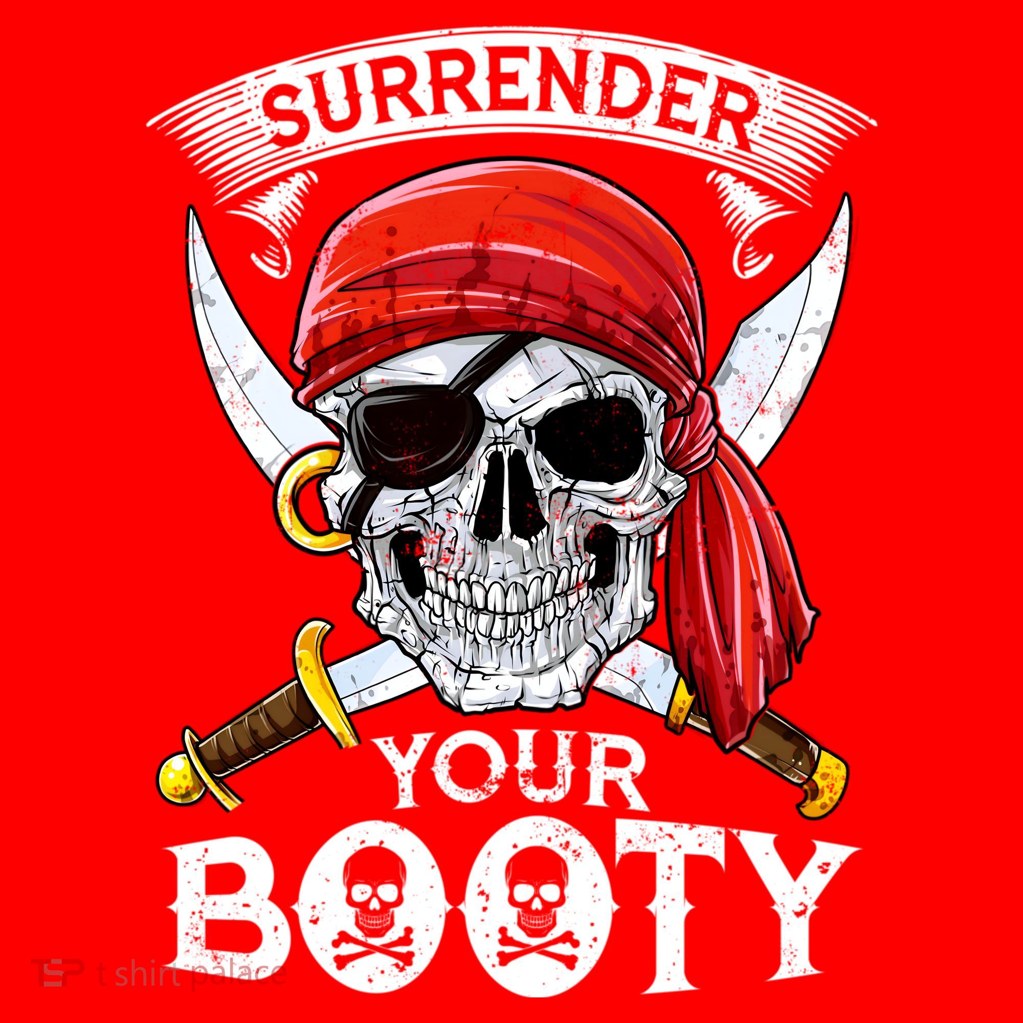 Surrender Your Booty Pirate Skull Funny Jolly Roger Santa Hat