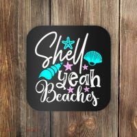 Shell Yeah Beaches Funny Beach Lover Beachcomber Shelling Coaster thumb 0