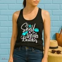 Shell Yeah Beaches Funny Beach Lover Beachcomber Shelling Women's Tank Top thumb 2