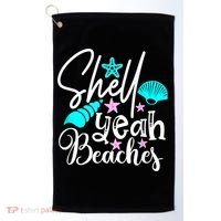 Shell Yeah Beaches Funny Beach Lover Beachcomber Shelling Golf Towel thumb 0