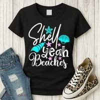 Shell Yeah Beaches Funny Beach Lover Beachcomber Shelling Women's T-Shirt thumb 3