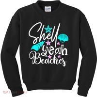 Shell Yeah Beaches Funny Beach Lover Beachcomber Shelling Kids Sweatshirt thumb 0