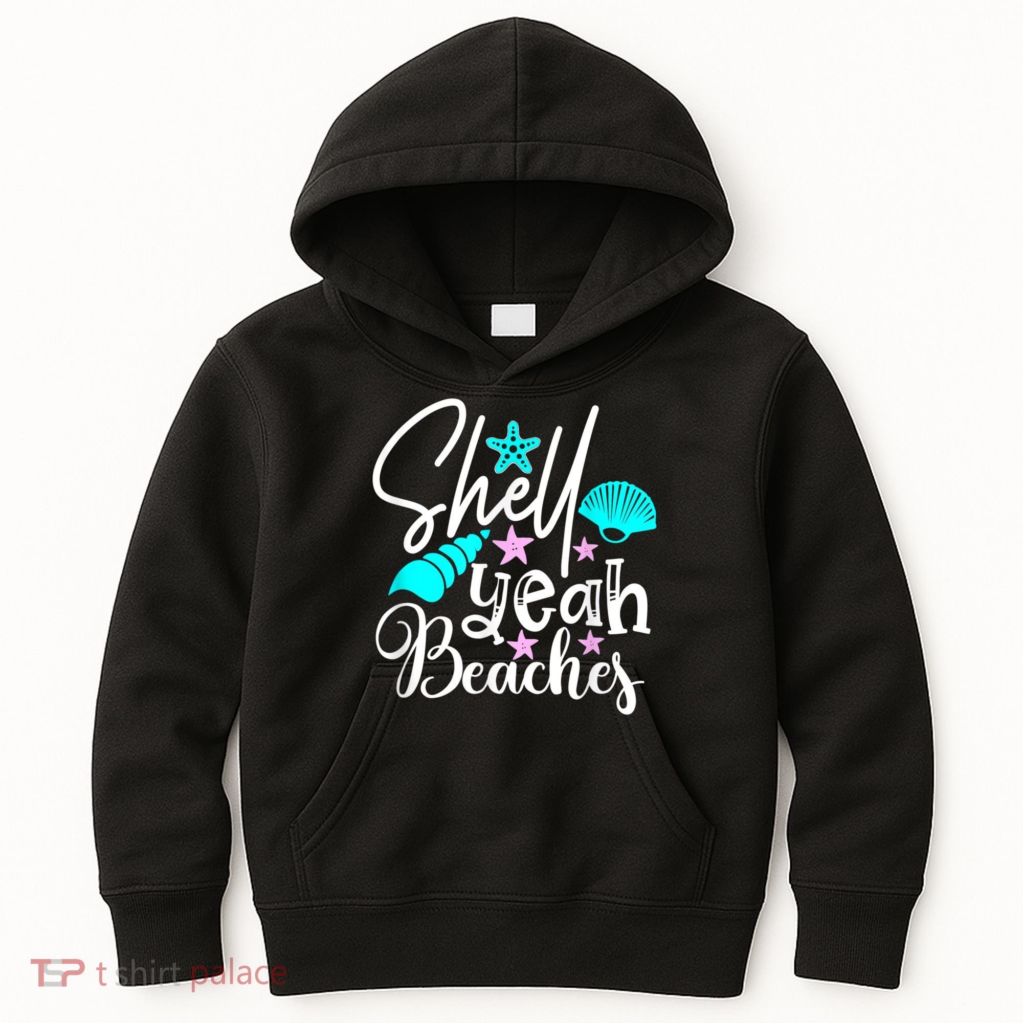 Shell Yeah Beaches Funny Beach Lover Beachcomber Shelling Kids Hoodie