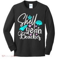Shell Yeah Beaches Funny Beach Lover Beachcomber Shelling Kids Long Sleeve Shirt thumb 0