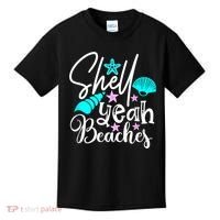 Shell Yeah Beaches Funny Beach Lover Beachcomber Shelling Kids T-Shirt thumb 0