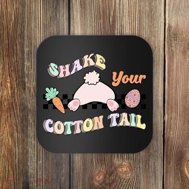 Shake Your Cotton Tail Rainbow Bunny Reto Easter Day Coaster