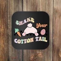Shake Your Cotton Tail Rainbow Bunny Reto Easter Day Coaster thumb 0