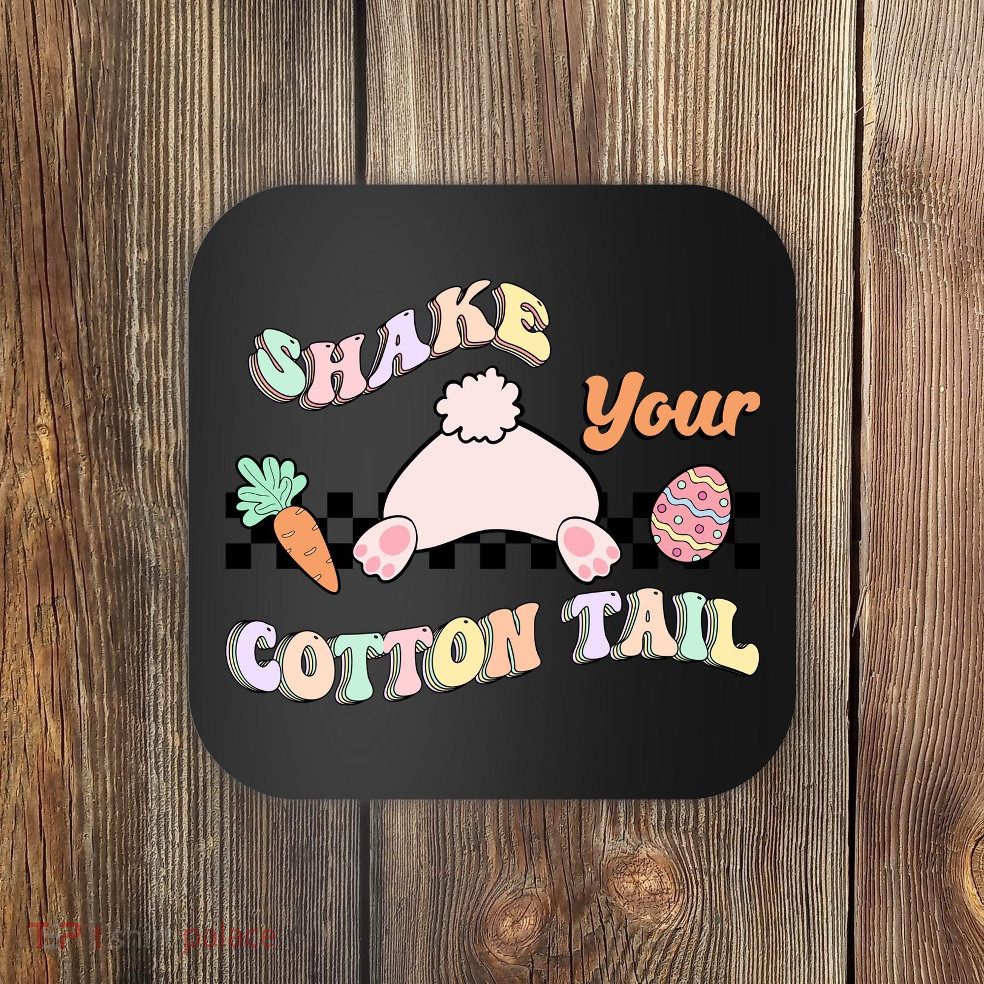 Shake Your Cotton Tail Rainbow Bunny Reto Easter Day Coaster