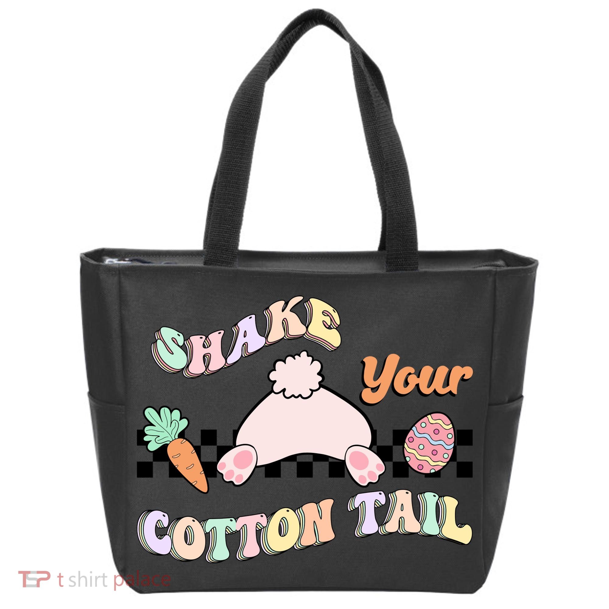 Shake Your Cotton Tail Rainbow Bunny Reto Easter Day Tote Bag