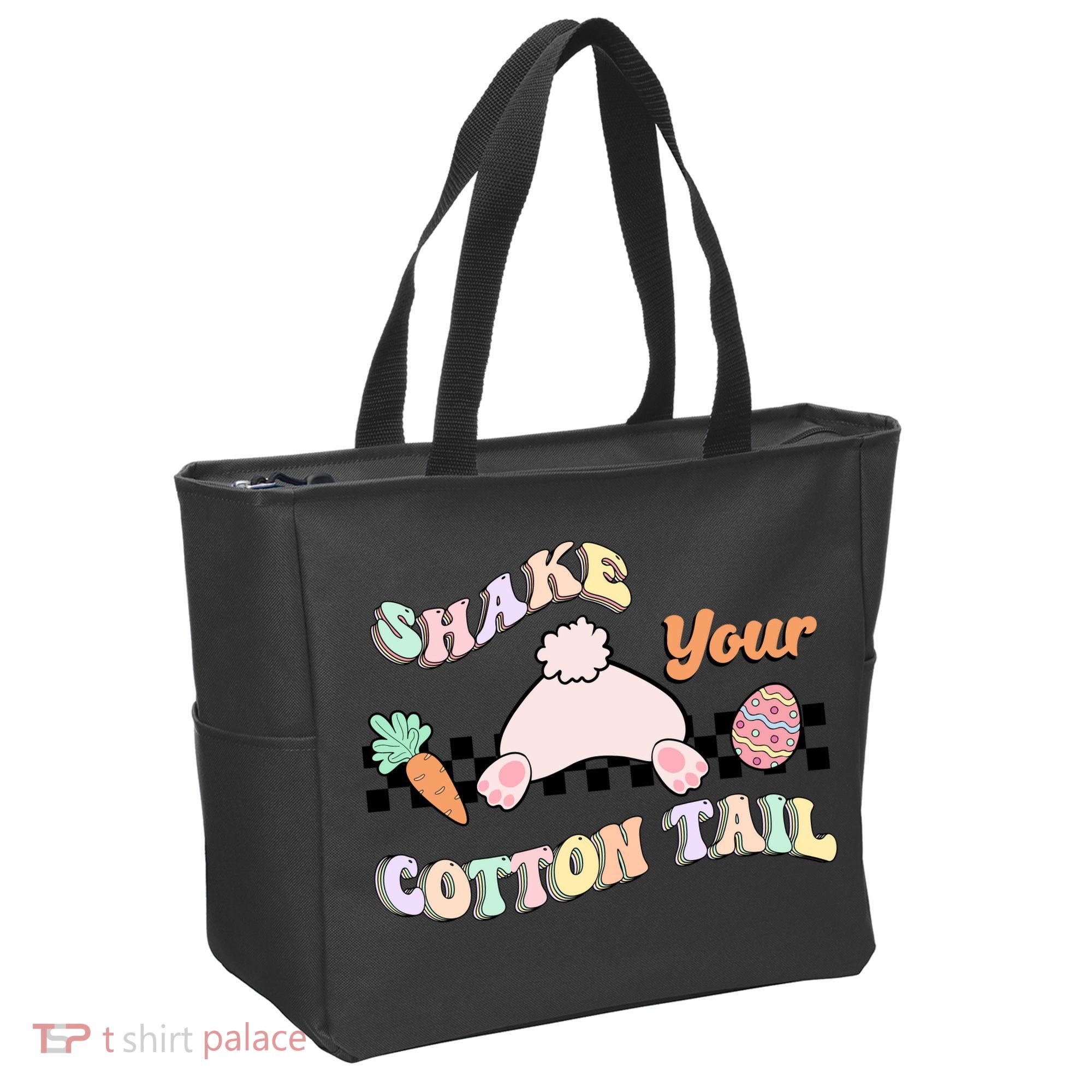 Shake Your Cotton Tail Rainbow Bunny Reto Easter Day Tote Bag