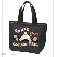 Shake Your Cotton Tail Rainbow Bunny Reto Easter Day Tote Bag thumb 3