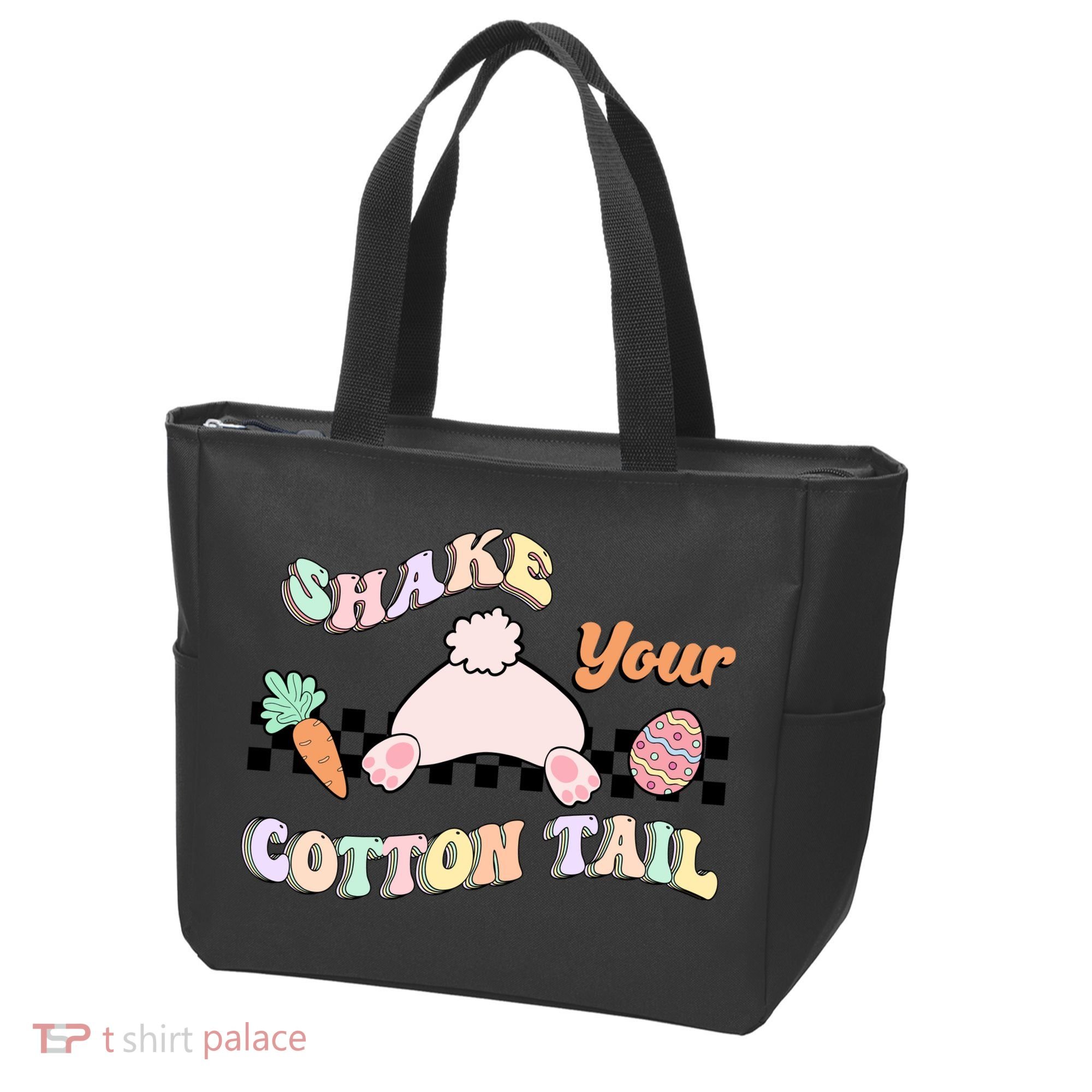 Shake Your Cotton Tail Rainbow Bunny Reto Easter Day Tote Bag