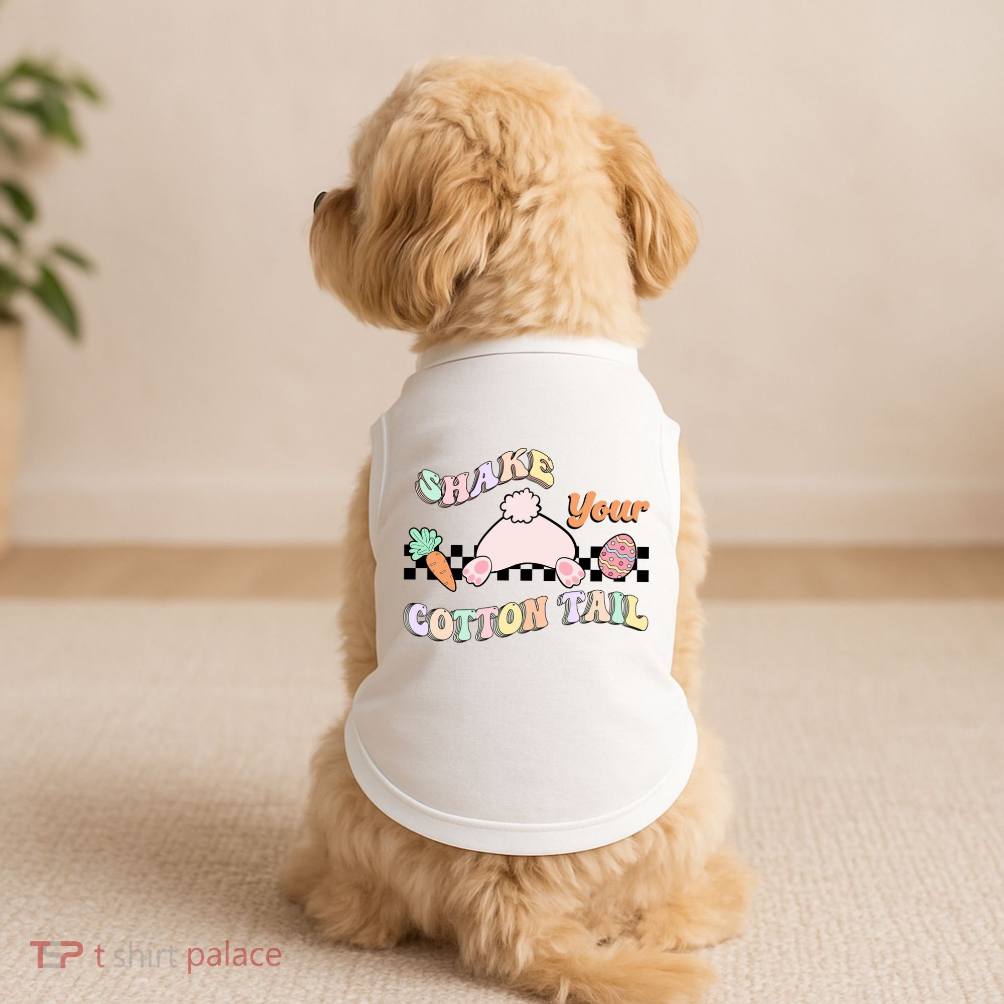 Shake Your Cotton Tail Rainbow Bunny Reto Easter Day Doggie Tank