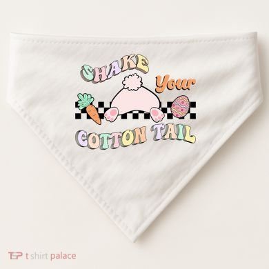 Shake Your Cotton Tail Rainbow Bunny Reto Easter Day USA-Made Doggie Bandana