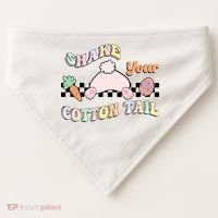 Shake Your Cotton Tail Rainbow Bunny Reto Easter Day USA-Made Doggie Bandana thumb 0