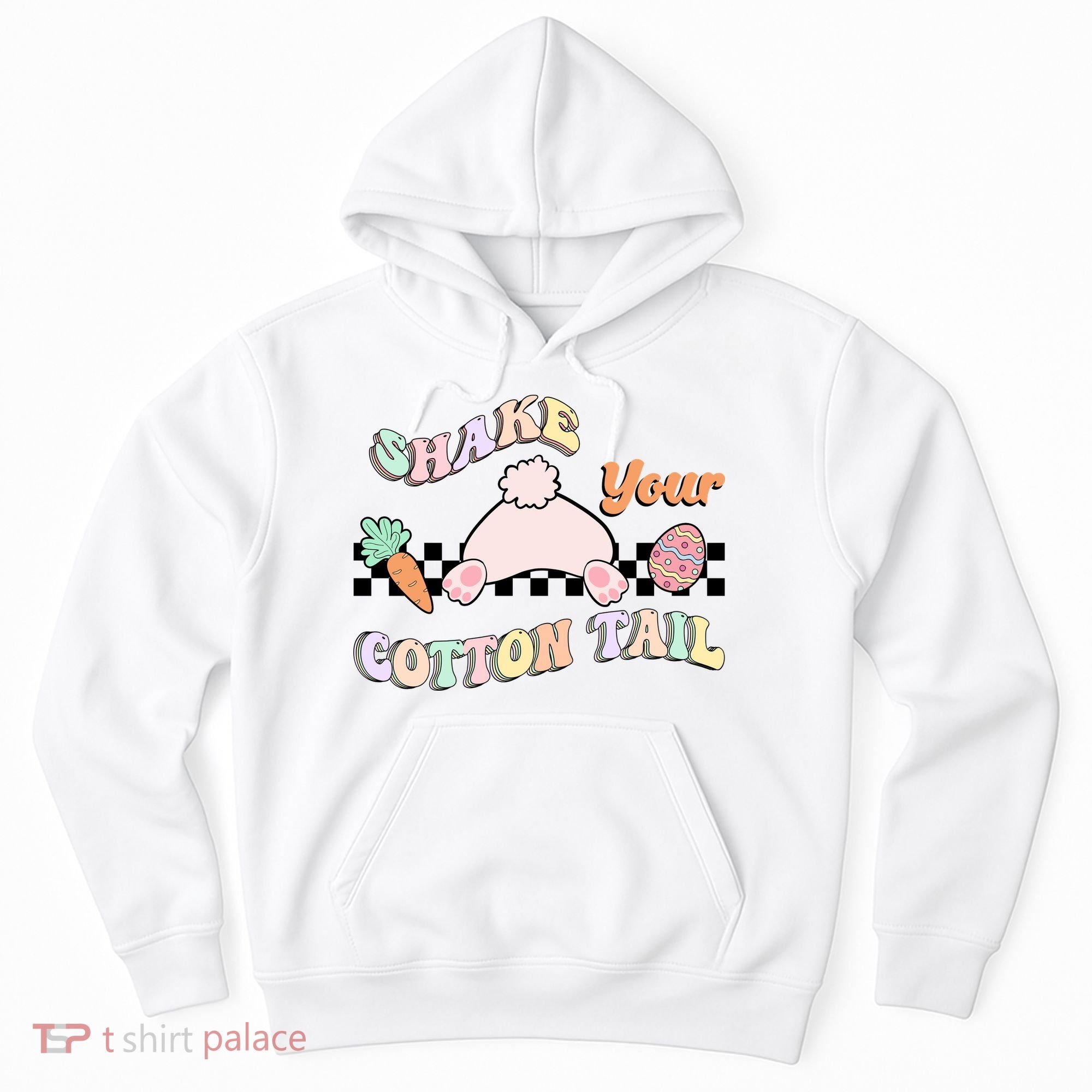 Shake Your Cotton Tail Rainbow Bunny Reto Easter Day Hoodie