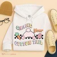 Shake Your Cotton Tail Rainbow Bunny Reto Easter Day Hoodie thumb 4