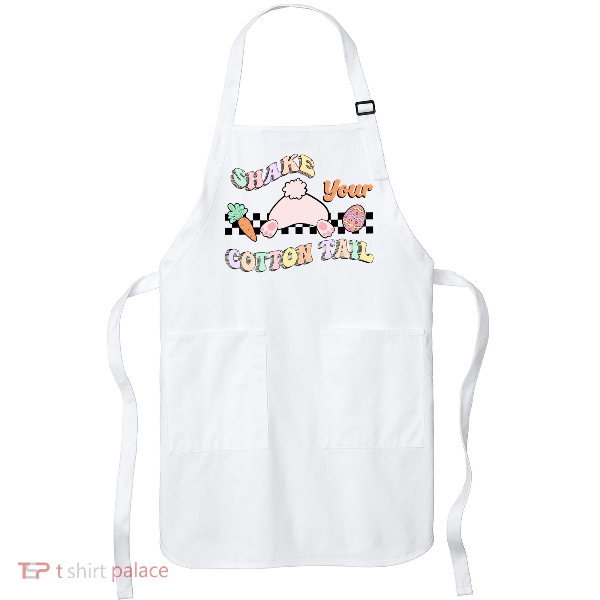Shake Your Cotton Tail Rainbow Bunny Reto Easter Day Apron
