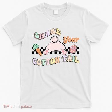 Shake Your Cotton Tail Rainbow Bunny Reto Easter Day T-Shirt