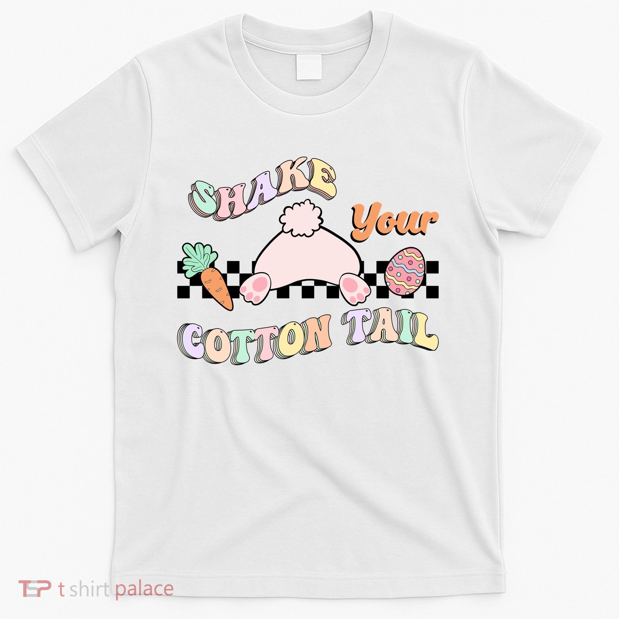 Shake Your Cotton Tail Rainbow Bunny Reto Easter Day T-Shirt