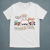 Shake Your Cotton Tail Rainbow Bunny Reto Easter Day T-Shirt thumb 5