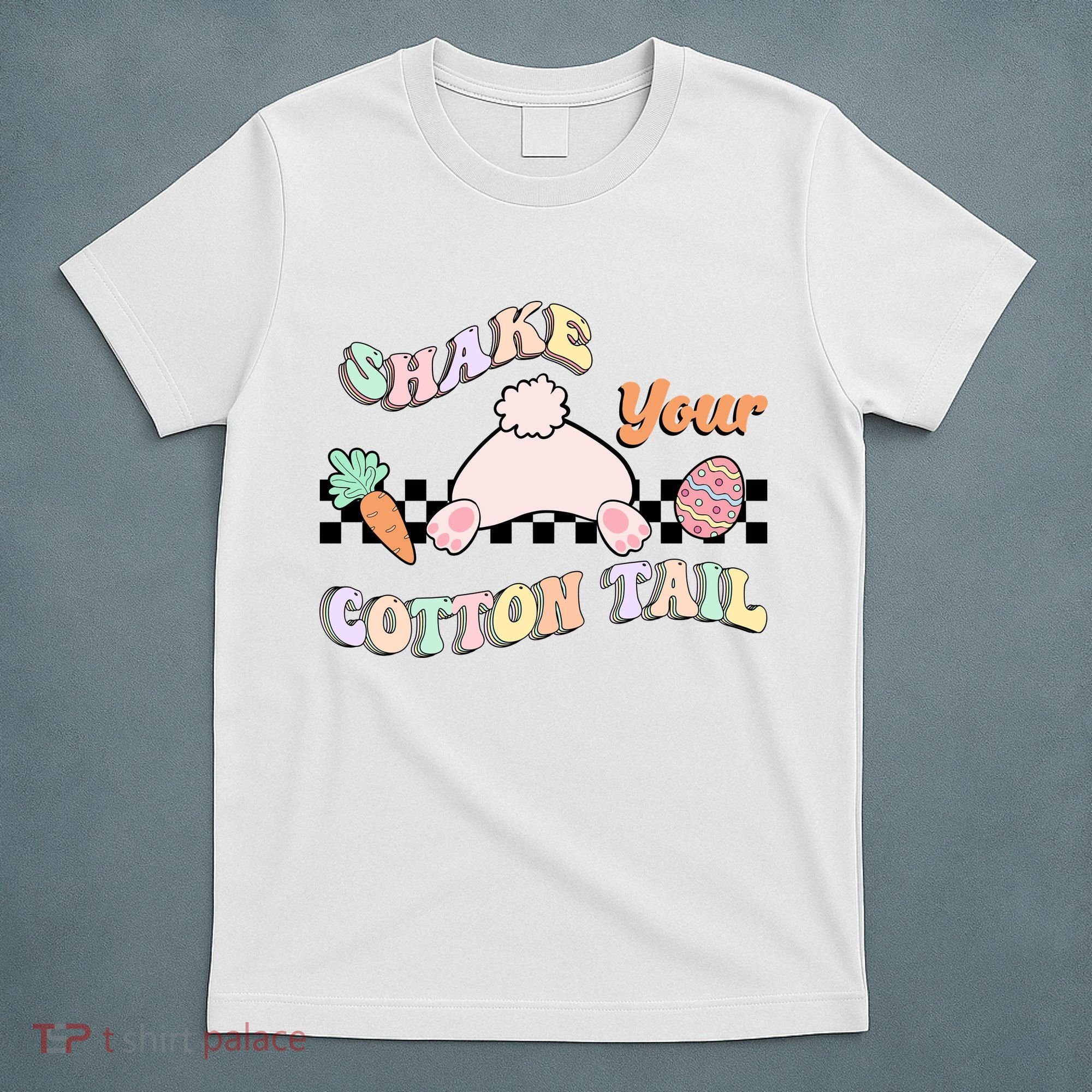Shake Your Cotton Tail Rainbow Bunny Reto Easter Day T-Shirt