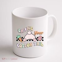 Shake Your Cotton Tail Rainbow Bunny Reto Easter Day Coffee Mug thumb 1