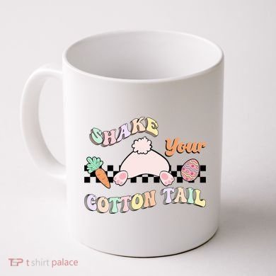 Shake Your Cotton Tail Rainbow Bunny Reto Easter Day Coffee Mug