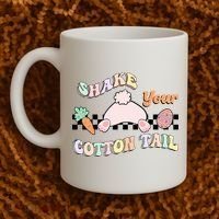 Shake Your Cotton Tail Rainbow Bunny Reto Easter Day Coffee Mug thumb 2