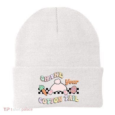 Shake Your Cotton Tail Rainbow Bunny Reto Easter Day Beanie