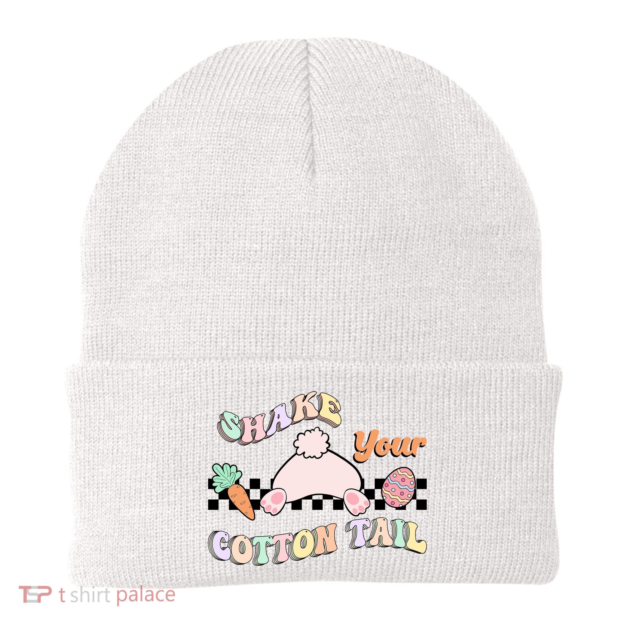 Shake Your Cotton Tail Rainbow Bunny Reto Easter Day Beanie