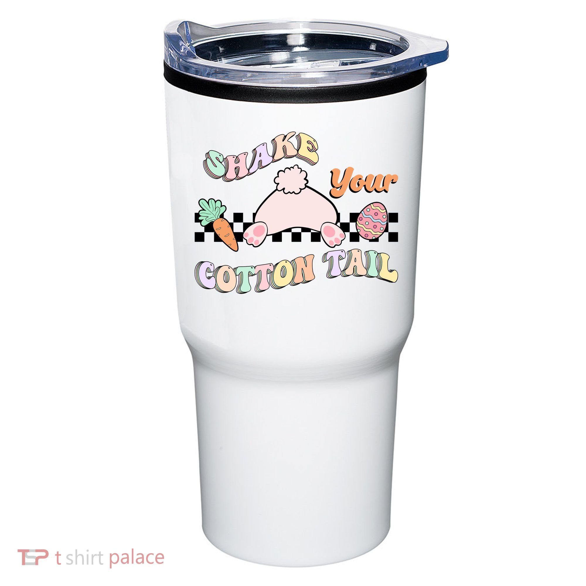 Shake Your Cotton Tail Rainbow Bunny Reto Easter Day Tumbler