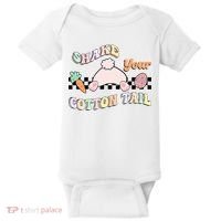 Shake Your Cotton Tail Rainbow Bunny Reto Easter Day Baby Bodysuit thumb 0