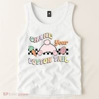 Shake Your Cotton Tail Rainbow Bunny Reto Easter Day Tank Top thumb 2