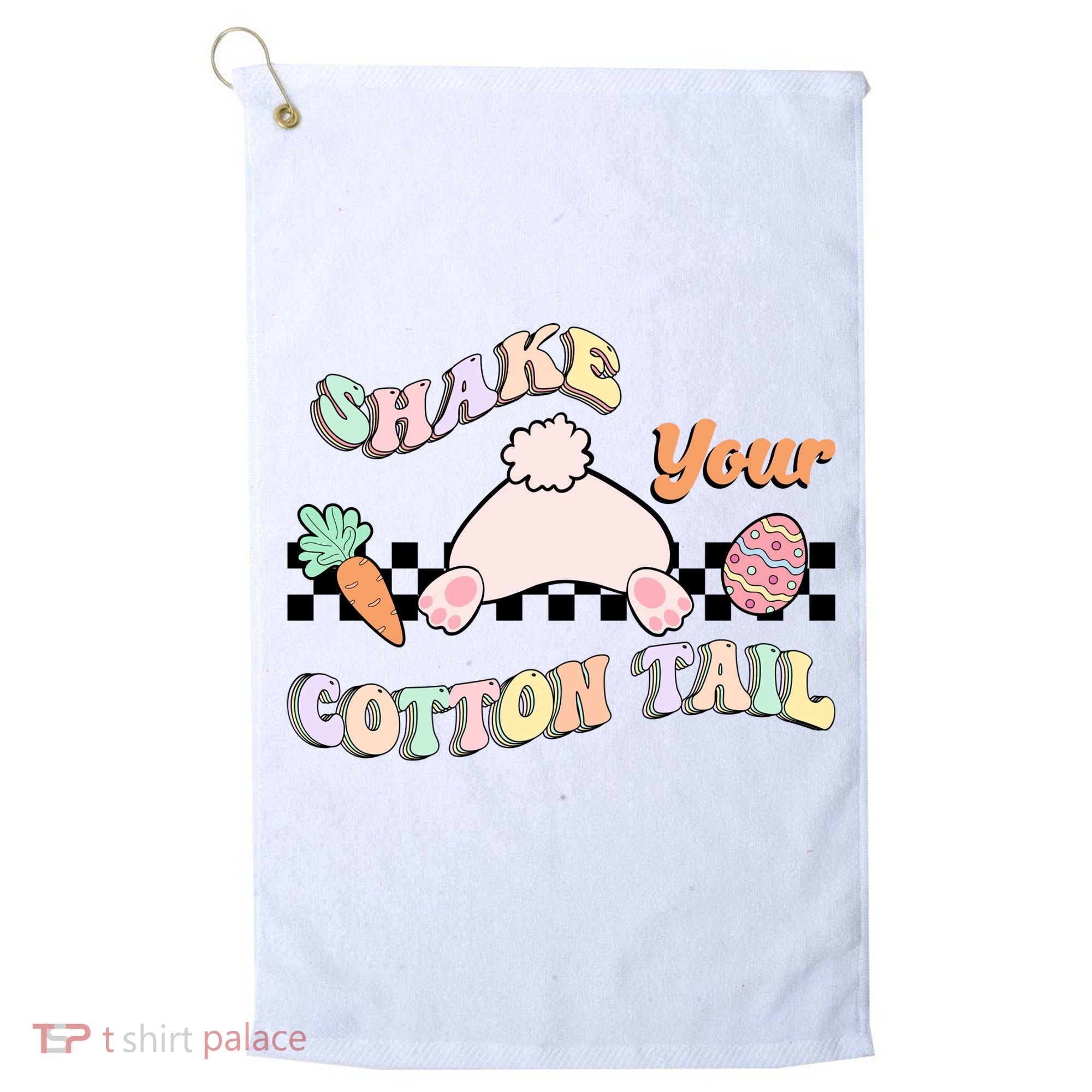 Shake Your Cotton Tail Rainbow Bunny Reto Easter Day Golf Towel