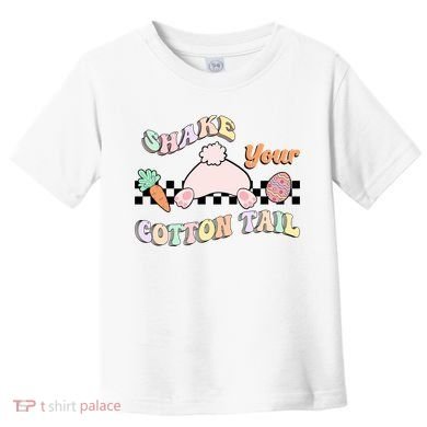 Shake Your Cotton Tail Rainbow Bunny Reto Easter Day Toddler T-Shirt