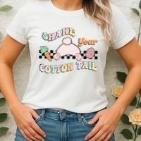 Shake Your Cotton Tail Rainbow Bunny Reto Easter Day Women's T-Shirt thumb 2