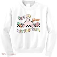 Shake Your Cotton Tail Rainbow Bunny Reto Easter Day Kids Sweatshirt thumb 0