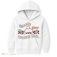 Shake Your Cotton Tail Rainbow Bunny Reto Easter Day Kids Hoodie thumb 0
