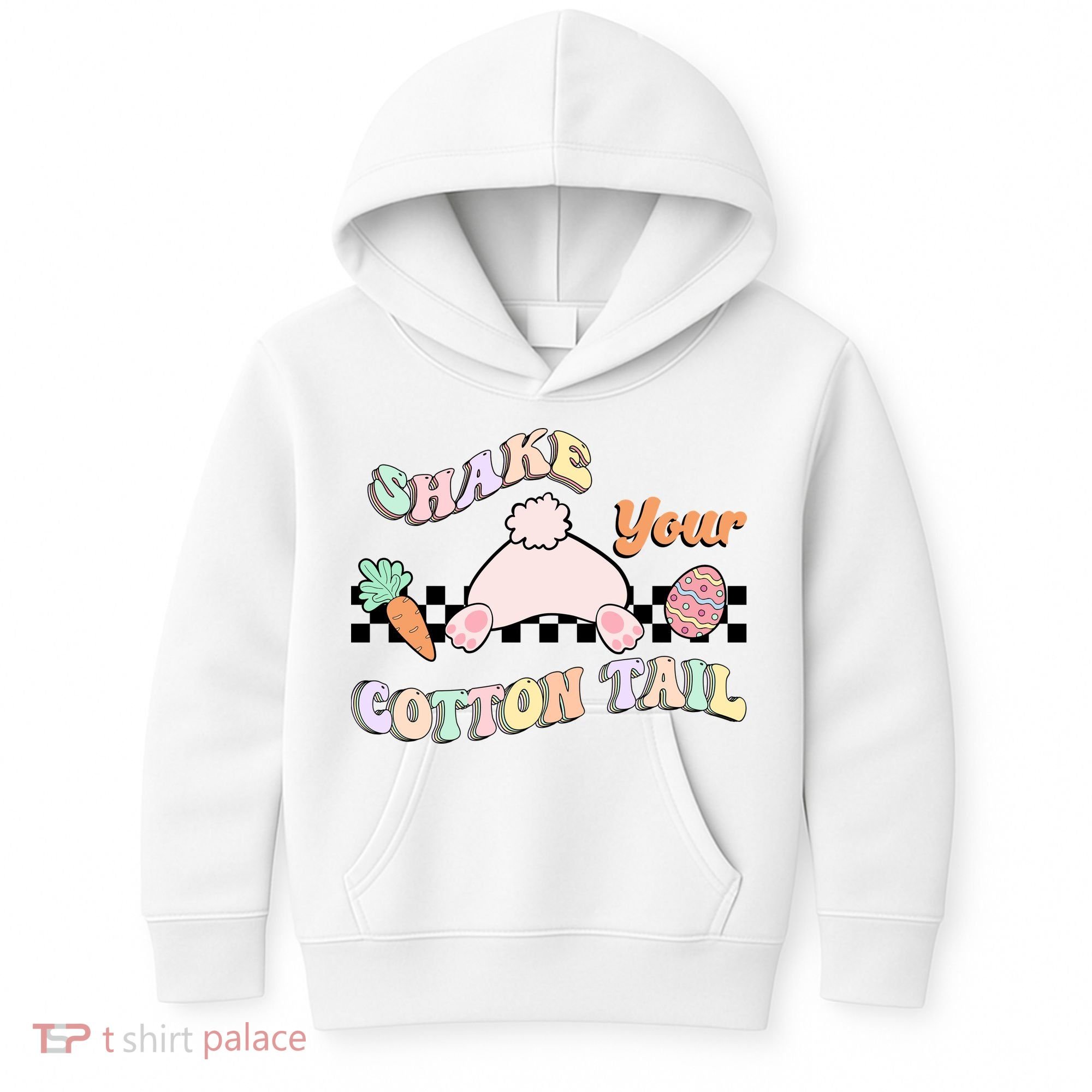 Shake Your Cotton Tail Rainbow Bunny Reto Easter Day Kids Hoodie