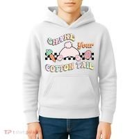 Shake Your Cotton Tail Rainbow Bunny Reto Easter Day Kids Hoodie thumb 4
